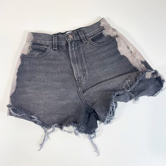 BDG Womens High Rise Cut Off Denim A-Line Shorts Black 27 Frayed Acid Wash Side - Picture 1 of 11
